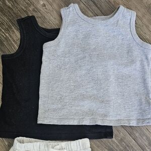 Sleeveless Tanks 2pk In Medium Grey & Black Sz 12-18M